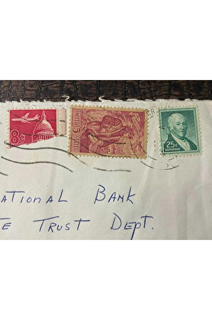 USA Amerikan Pullu 1965 Yılında Taahhütlü Postadan geçmiş varış damgalı Uçak Postası boş Zarf US RE