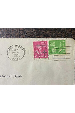 USA Amerikan Pullu 1953 Yılında Postadan geçmiş varış damgalı boş Zarf US MAİL "GİVE RED CROSS FUND
