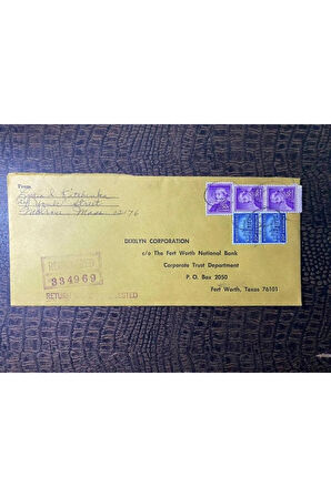 USA Amerikan Pullu 1965 Yılında iadeli Taahhütlü Postadan geçmiş varış damgalı boş Zarf US REGİSTER