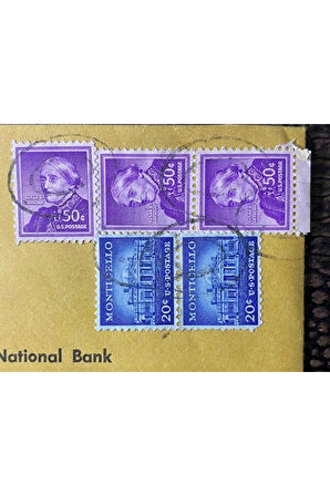 USA Amerikan Pullu 1965 Yılında iadeli Taahhütlü Postadan geçmiş varış damgalı boş Zarf US REGİSTER