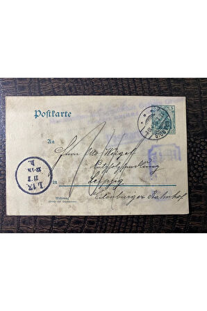 ALMANYA REİCH DÖNEMİNE AİT 1905 Yılında postadan geçmiş Brandis - Leipzig POSTA KARTI Kendinden Pul