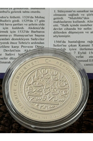 I. Süleyman (Kanuni) Osmanlı Padişahları Serisi No:10 Gümüş Hatıra Para