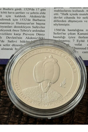 I. Süleyman (Kanuni) Osmanlı Padişahları Serisi No:10 Gümüş Hatıra Para