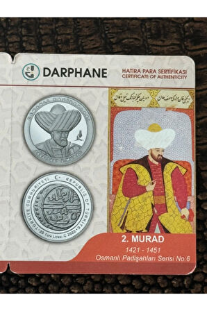 II. MURAD Osmanlı Padişahları Serisi No: 6 Gümüş Hatıra Para Çil