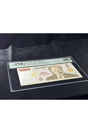 Yeni Türk Lirası PMG 66 EPQ GEM UNC ÇİL 5 Lira P 217 2005 S/N C34 8. Emisyon 1. Tertip