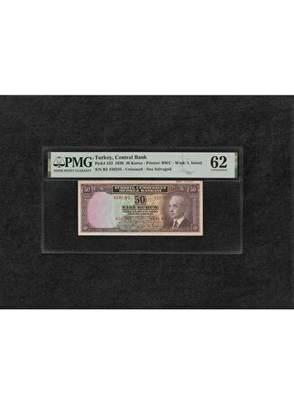 Pmg 62 Unc Çil Inönü Batan Gemi 50 Kuruş P 133 1930 S/n B3 2. Ems