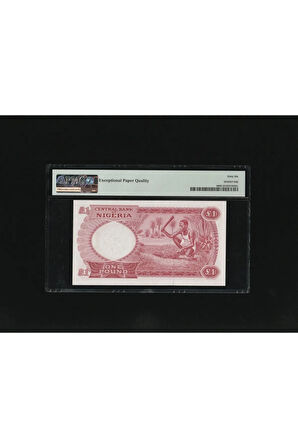 1 Nigerian Pound Nijerya P8 ND 1967 PMG 66 EPQ GEM UNC ÇİL SN B/61 923134