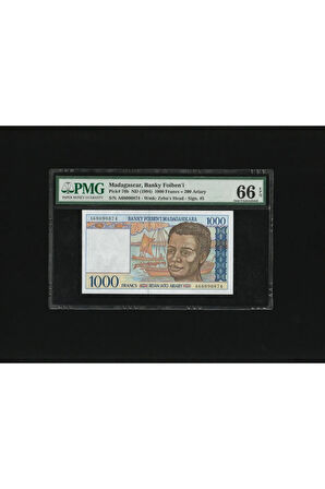 Madagascar 1000 Francs P 76b ND (1994) PMG 66 EPQ GEM UNC ÇİL SN A68090874