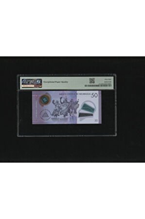TOP POP Nikaragua Nicaragua 50 Cordobas Polymer P 211a 2014 PMG 68 EPQ SUPER GEM UNC ÇİL SN A234814