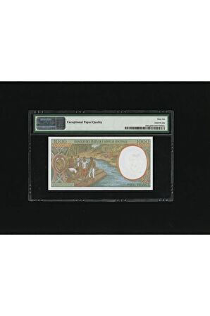 2 Adet Congo Central African States 1000 Francs Frank SERİ Takipli P 102Cg PMG 66 EPQ GEM UNC ÇİL