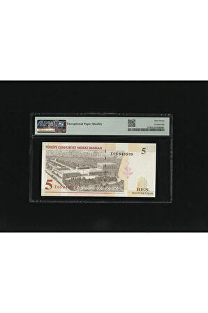 Beş Yeni Türk Lirası 5 YTL P217 2005 PMG 67 EPQ SUPERB GEM UNC S/N E05 946939 8. EMS 1. Tertip