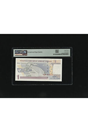 Bir Yeni Türk Lirası 1 YTL P216 2005 PMG 67 EPQ SUPERB GEM UNC S/N A01 749500 8.EMS 1. Tertip