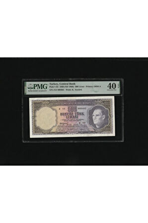 500 TL Beşyüz Türk Lirası 1968 P 183 PMG 40 ÇÇT S/N Z53 000402 / 5. EMS 4.Tertip