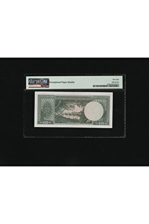 10 TL ON Türk Lirası 1960-1963 P 161 PMG 58 EPQ ÇA S/N B52 387804 / 5. EMS 6.Tertip