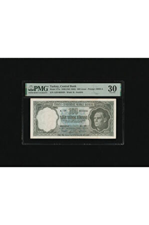 PMG 30 Yüz Türk Lirası 100 TL 1930 (ND 1964) P 177a *** S/N A29 065838*** ÇT- Çok Temiz