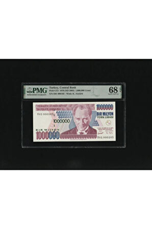 TOP POP PMG 68 EPQ SUPER GEM UNC ÇİL BİR MİLYON 1.000.000 TÜRK LİRASI S/N O01 000165 7. EMS 3.T