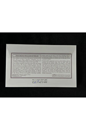 Benham FDC Prince / Prens William 21. Doğum Günü İlk Gün Zarfı Islak İmzalı Limited 13/500