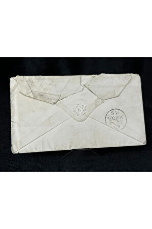 İngiltere Klasik Dönem 1869 Victoria Dönemi Red Penny Pullu Zarf postadan geçmiş Plate Number 110 H