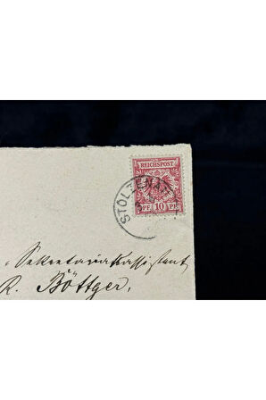 Deutsches Reich 1893 yılında Alman İmparatorluğu döneminde postadan geçmiş Zarf Reichspost 10 Pfenn
