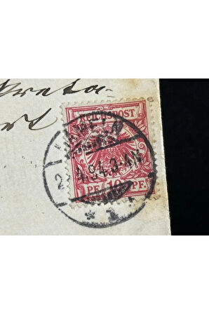 Deutsches Reich 1894 yılında Alman İmparatorluğu döneminde postadan geçmiş Zarf Reichspost 10 Pfenn