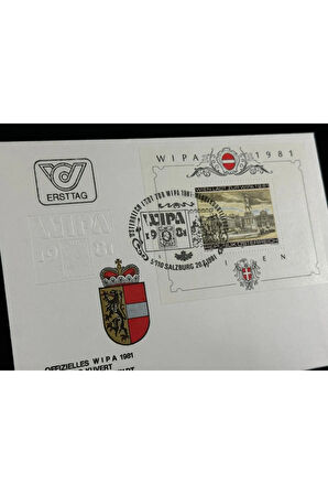 RESMİ WİPA SALZBURG 1981 FDC İlk Gün Zarfı Özel Gün Damgalı ve Pullu Kabartmalı