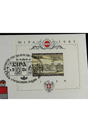 RESMİ WİPA SALZBURG 1981 FDC İlk Gün Zarfı Özel Gün Damgalı ve Pullu Kabartmalı