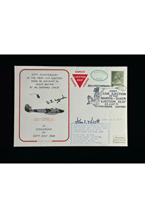 İngiltere LİMİTED (300/230) FDC İlk Gün Zarfı First Jet Ejection seat cover 1971 signed by (ıslak İ