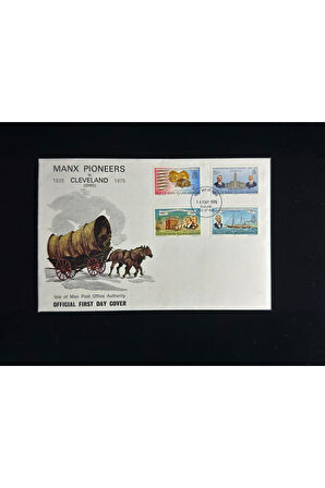 İsle of Man FDC 1975 Manx Pioneers to Cleveland (Ohio) İlk Gün Zarfı