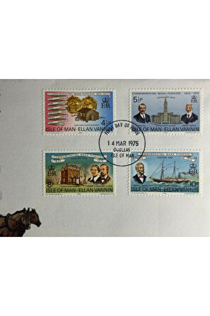 İsle of Man FDC 1975 Manx Pioneers to Cleveland (Ohio) İlk Gün Zarfı