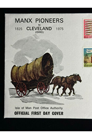 İsle of Man FDC 1975 Manx Pioneers to Cleveland (Ohio) İlk Gün Zarfı