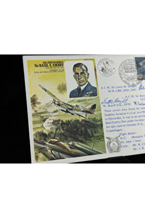 İngiltere Kraliyet Hava Kuvvetleri İlk Gün Zarfı FDC 1976 Royal Air Force Air Chief M arshall Islak