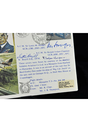 İngiltere Kraliyet Hava Kuvvetleri İlk Gün Zarfı FDC 1976 Royal Air Force Air Chief M arshall Islak