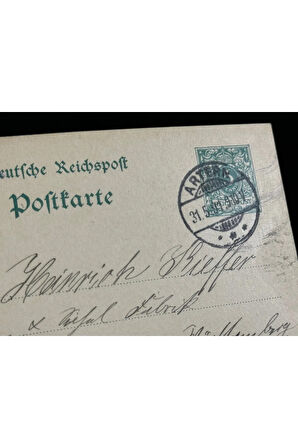 Deutsche Reichspost Antiye 1891 yılı Alman Reich döneminden 5 Pfennig kendinden Pullu Posta kartı p