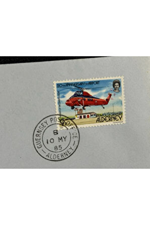 İngiltere Kraliyet Kraliçe Uçuşu İlk Gün Zarfı 1985 THE QUEENS FLİGHT FDC Guernsey Tony Bennett Is