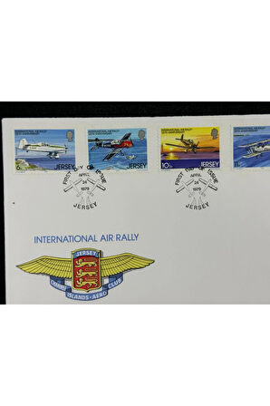 1979 Jersey Uluslararası Hava Rallisi İlk Gün Zarfı FDC 25. Yıldönümü İnternational Air Rally 25. A