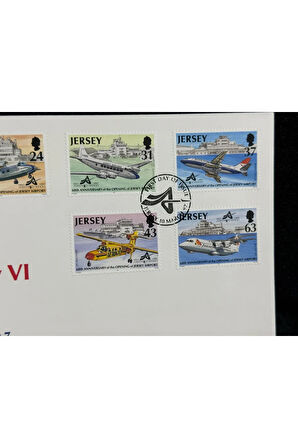 1997 Jersey Havacılık Temalı İlk Gün Zarfı Jersey Aviation History VI FDC