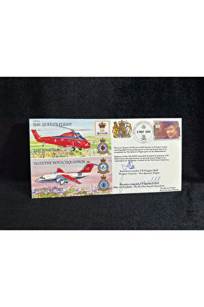 İngiltere Kraliyet Kraliçe Uçuşu İlk Gün Zarfı 1995 THE QUEENS FLİGHT FDC Islak İmzalı Limited 15
