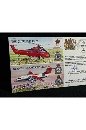 İngiltere Kraliyet Kraliçe Uçuşu İlk Gün Zarfı 1995 THE QUEENS FLİGHT FDC Islak İmzalı Limited 15
