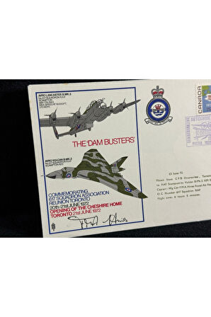 KANADA Hava Kuvvetleri Savaş Uçak temalı İlk Gün Zarfı 1972 Dambusters 617 Squadron Islak İmzalı