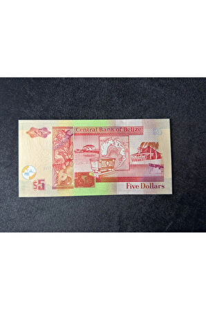 QUEEN ELİZABETH II Belize 5 Dolar 2020 SERİ NO DY511870 UNC ÇİL BELIZE $ 5 DOLLARS 2020