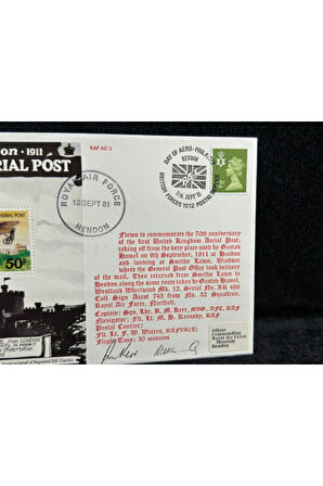 1981 İngiltere Kraliyet Hava Kuvvetleri RAF Royal Airforce FDC 2x Islak İmzalı Özel Gün Damgalı İlk