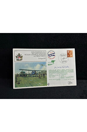 1979 İngiltere Hava Yollarının Islak İmzalı Özel Gün Damgalı İlk Gün Zarfı AEROPHİLATELY GB 1979 Re