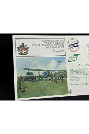 1979 İngiltere Hava Yollarının Islak İmzalı Özel Gün Damgalı İlk Gün Zarfı AEROPHİLATELY GB 1979 Re
