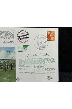1979 İngiltere Hava Yollarının Islak İmzalı Özel Gün Damgalı İlk Gün Zarfı AEROPHİLATELY GB 1979 Re