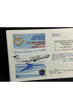1981 Yeni Zelanda Operation Deep Freeze cover Sgd Commander İLK GÜN ZARFI FDC ISLAK İMZALI