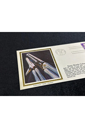 Uzay Temalı İlk Gün Zarfı İPEK BASKI 1981 USA Space Cover Space Shuttle Ülkesi Lift-Off