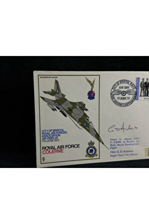 1972 İngiltere Kraliyet Hava Kuvvetleri RAF COLERNE ROYAL AİR FORCE FDC İlk Gün Zarfı Islak İmzalı