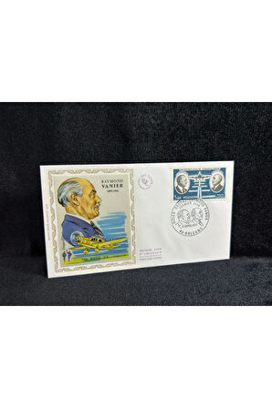 1971 Fransa FDC İlk Gün Zarfı Raymond Vernier Premier Uçak temalı İpek Baskı