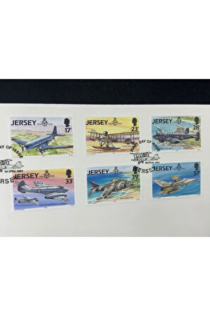 1993 Jersey Havacılık Temalı İlk Gün Zarfı Jersey Aviation History V Royal Air Force RAF FDC