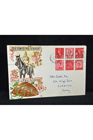 İngiltere Özel Gün Damgalı İlk Gün Zarfı Kraliçe Pullu Definitive İSSUE First Day Cover FDC